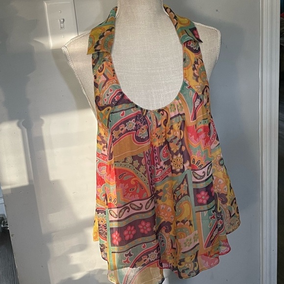 Free People Strawberry Oversized Flowy Colorful Scoop Neck Racerback Tank; M - Picture 12 of 16